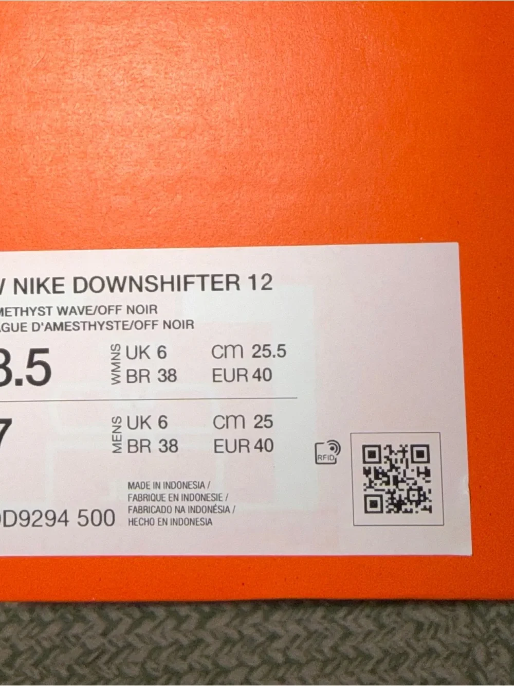 Nike Downshifter 12 women’s Purple Running Sneakers size 8.5 new box without lid